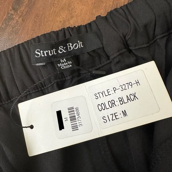 NWT STRUT & BOLT Los Angeles Black Wide-Leg Pants w Feather Trim - Picture 8 of 13